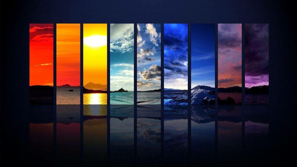 Mirrored Wonder: A Captivating Cool Sky Spectrum Wallpaper