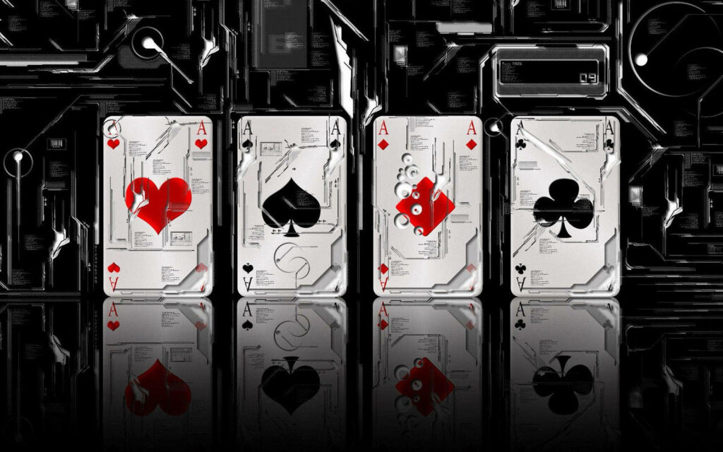 Glossy Visuals: Immersive HD Wallpaper featuring a Full Deck Ace Card as a Stunning Background
