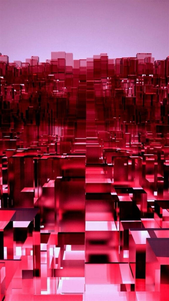 Vibrant Pink 3D Cube Landscape iPhone Wallpaper Background