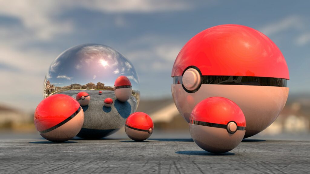 Reflective Spheres Wallpaper - Poké Balls on Smooth Surface Background