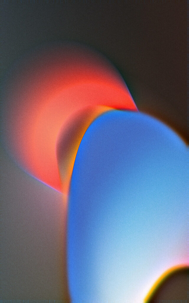 Reflective Symphony: Mesmerizing Red and Blue Lights on a Dark Mobile 3D Canvas Wallpaper