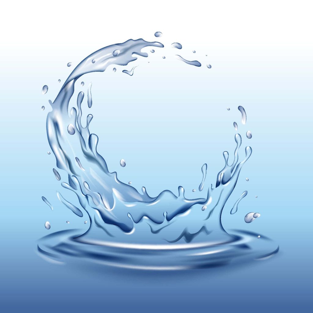 Vibrant blue water splash with white highlights and ripples on smooth gradient background wallpaper