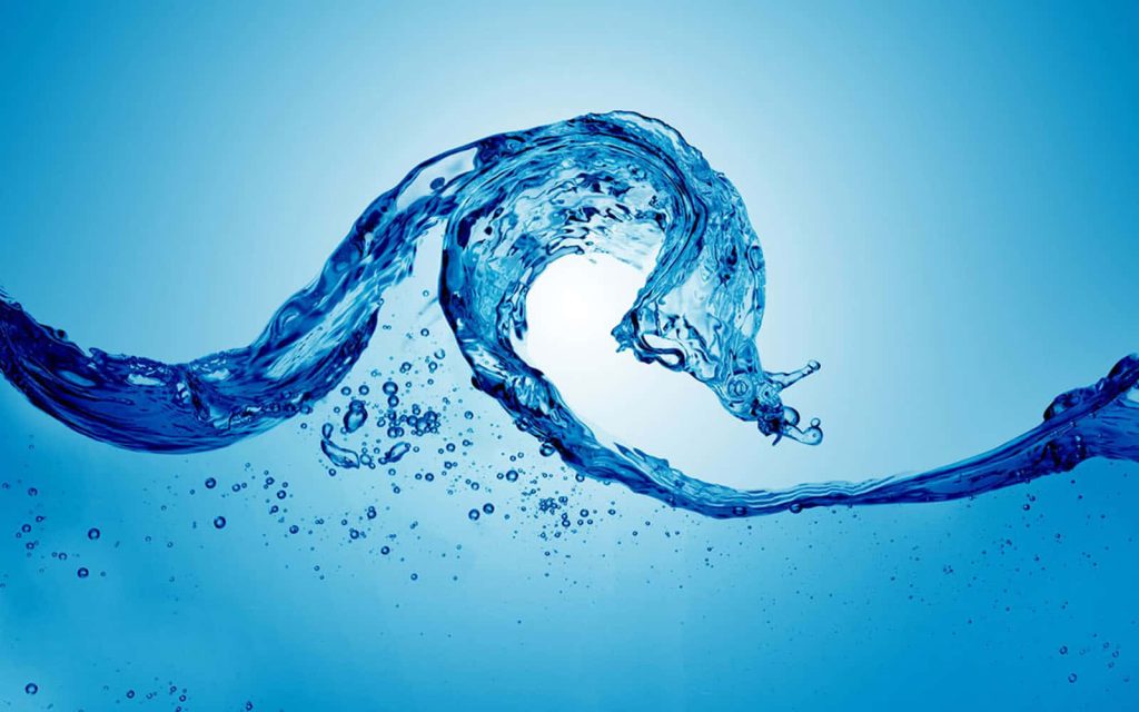 Blue water splash wallpaper high-speed clear curve on soft gradient fresh summer background