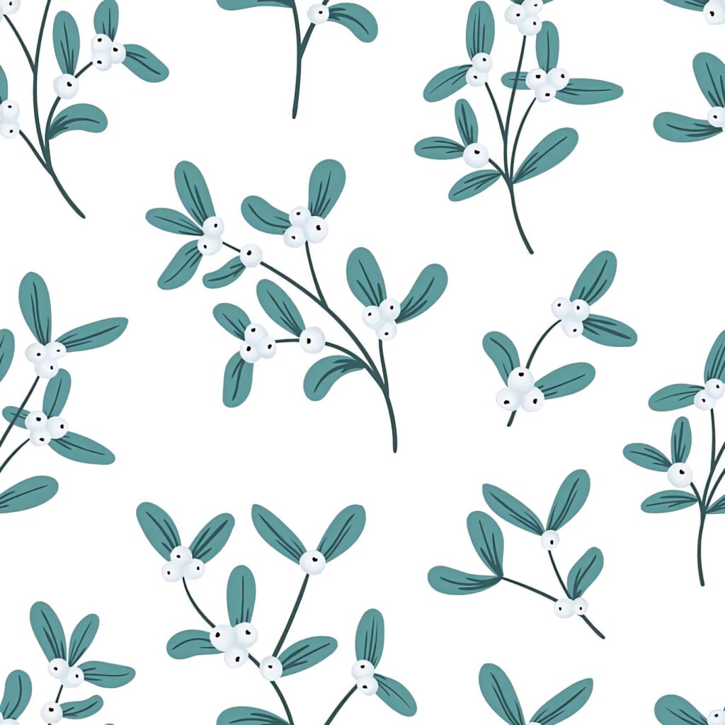 Refreshing Green Leaf and Berry Wallpaper on White Background
