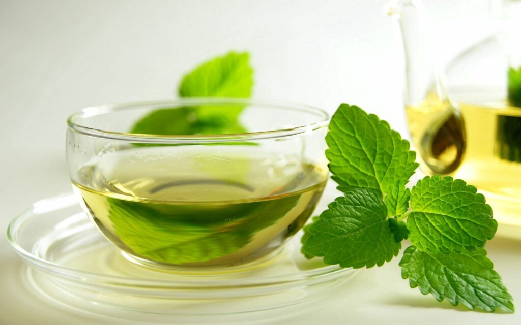 Relaxing Green Tea Wallpaper with Fresh Mint Leaves - Natural Health