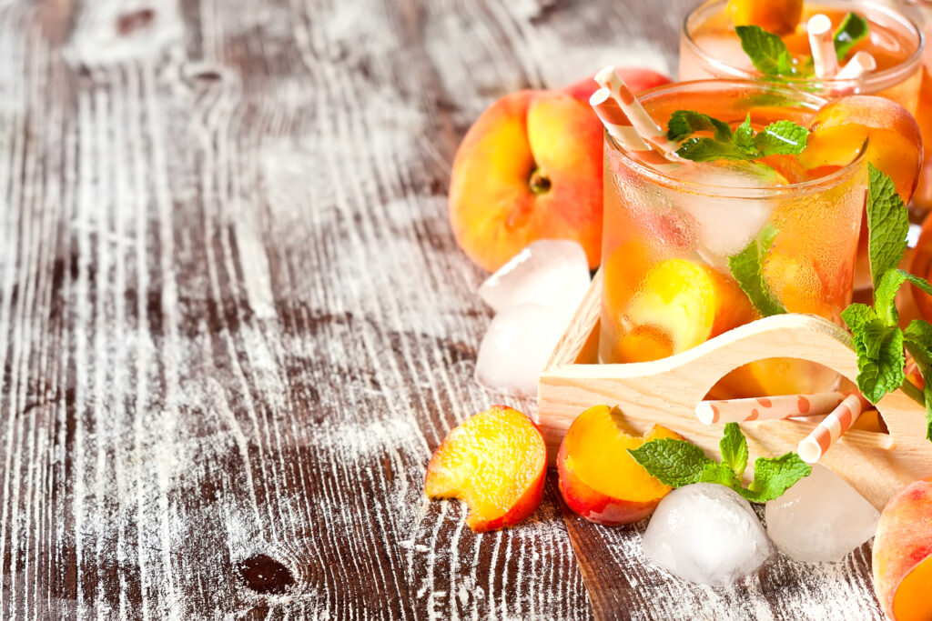 Refreshing Homemade Peach Lemonade with Mint - Rustic Wallpaper