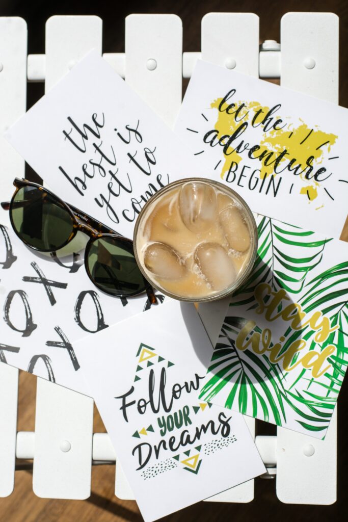 Vibrant Summer Wallpaper: Iced Coffee, Sunglasses & Motivation