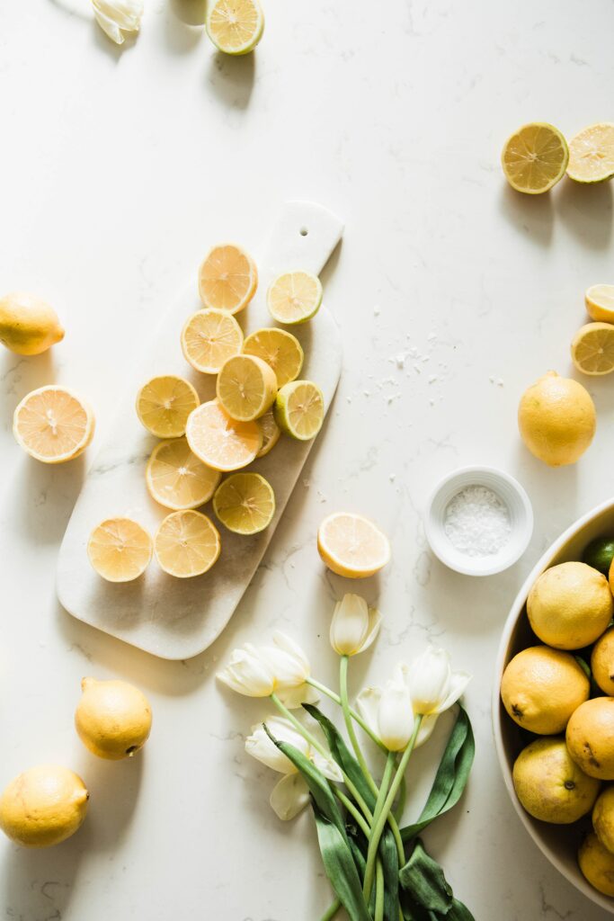 Refreshing Lemon and Tulip Wallpaper Background for Bright Spaces