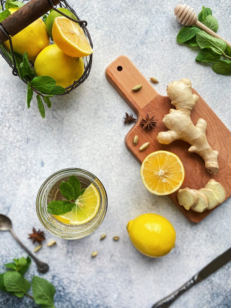 Refreshingly Minted Lemon Water: Bright Wallpaper Background