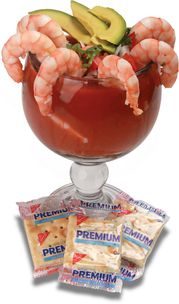 Refreshing Shrimp Cocktail with Avocado & Premium Crackers Wallpaper