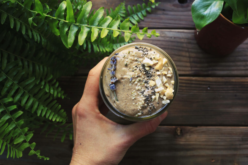 Refreshing Smoothie with Chia Seeds & Lavender: Natural Wallpaper Background