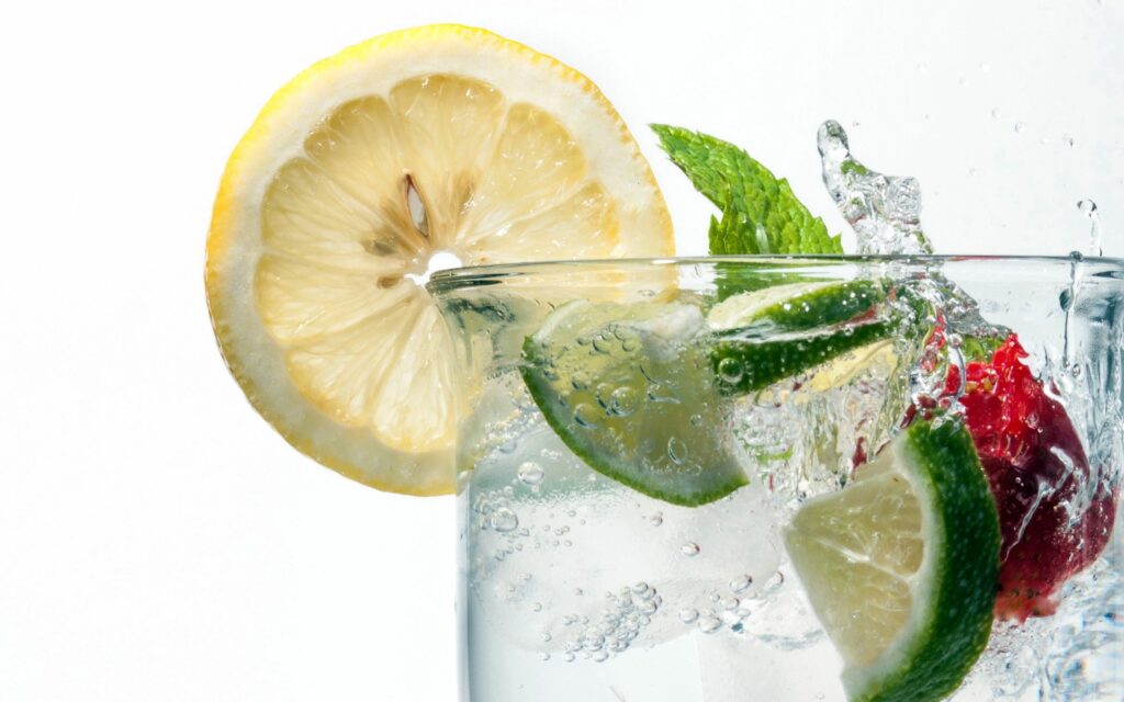 Refreshing Sparkling Water Wallpaper with Lime, Lemon & Mint