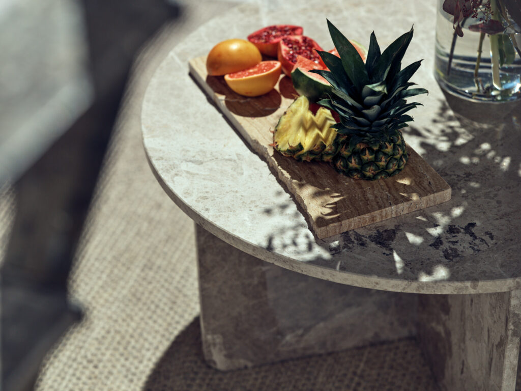 Refreshing Still-Life Wallpaper: Pineapple, Pomegranate & Grapefruit