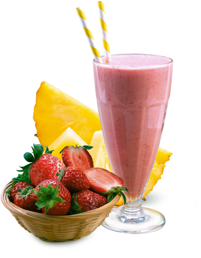 Refreshing Strawberry Pineapple Smoothie with Fresh Fruit Wallpaper