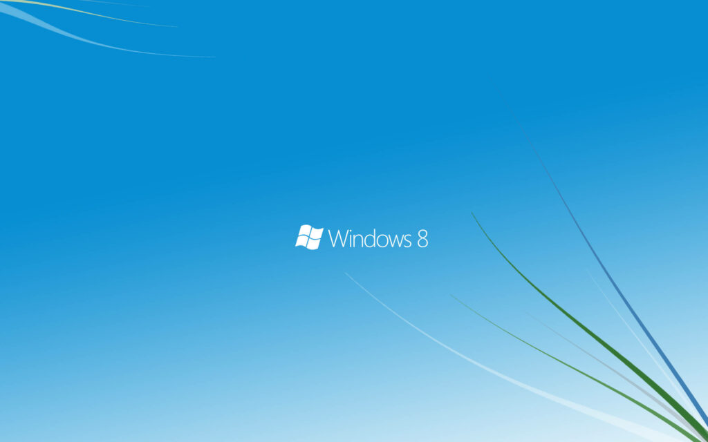 Blue Windows 8 Desktop Background: Green Leaves Adorned Corners Wallpaper