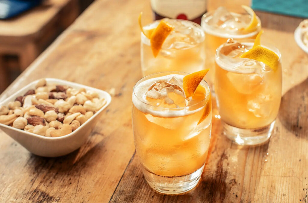 Refreshing Sour Drinks with Nuts Wallpaper for Rustic Spaces