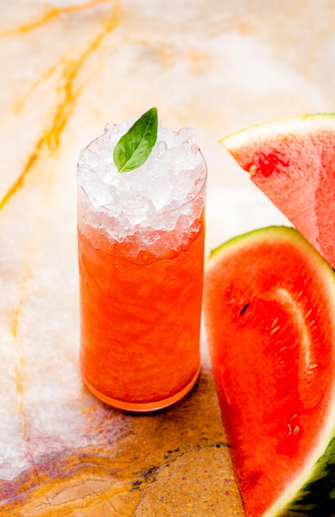 Refreshing Watermelon Juice Wallpaper: Ice, Mint, & Fresh Slices
