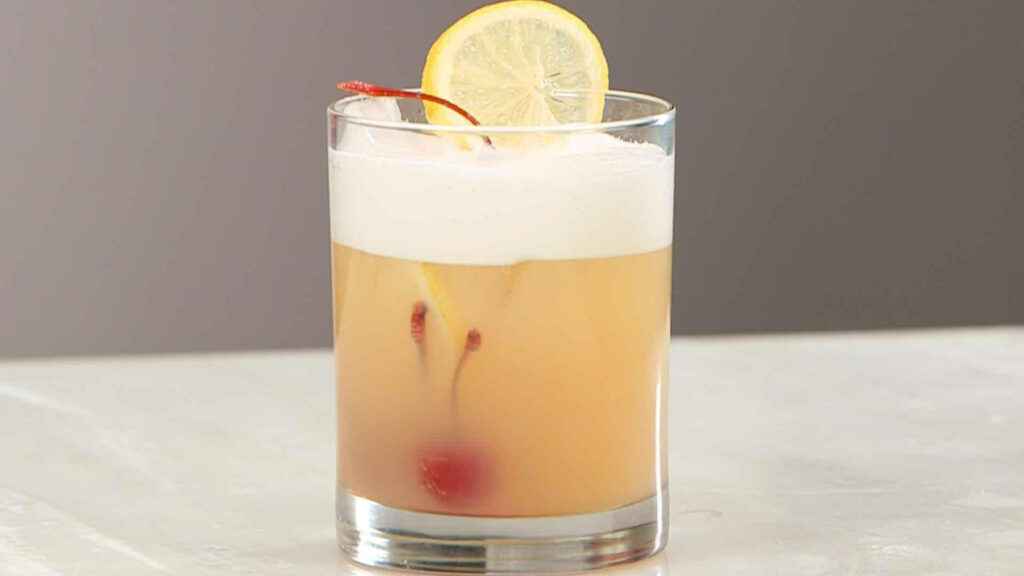 Refreshing Whiskey Sour Wallpaper: Whiskey, Lemon, & Cherry Delight