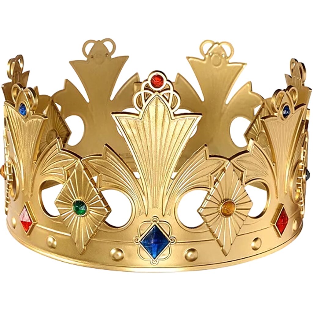 Regal golden crown wallpaper with colorful gemstones blue red green detailed royal design