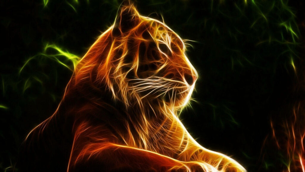 Majestic Tiger Enchants in a Sleek Noir Setting Wallpaper