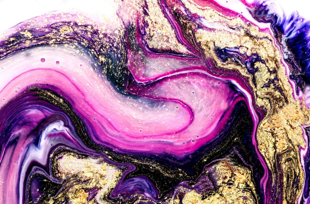 Luxurious Lavender Ripples: A Gilded Purple Marble Background Wallpaper