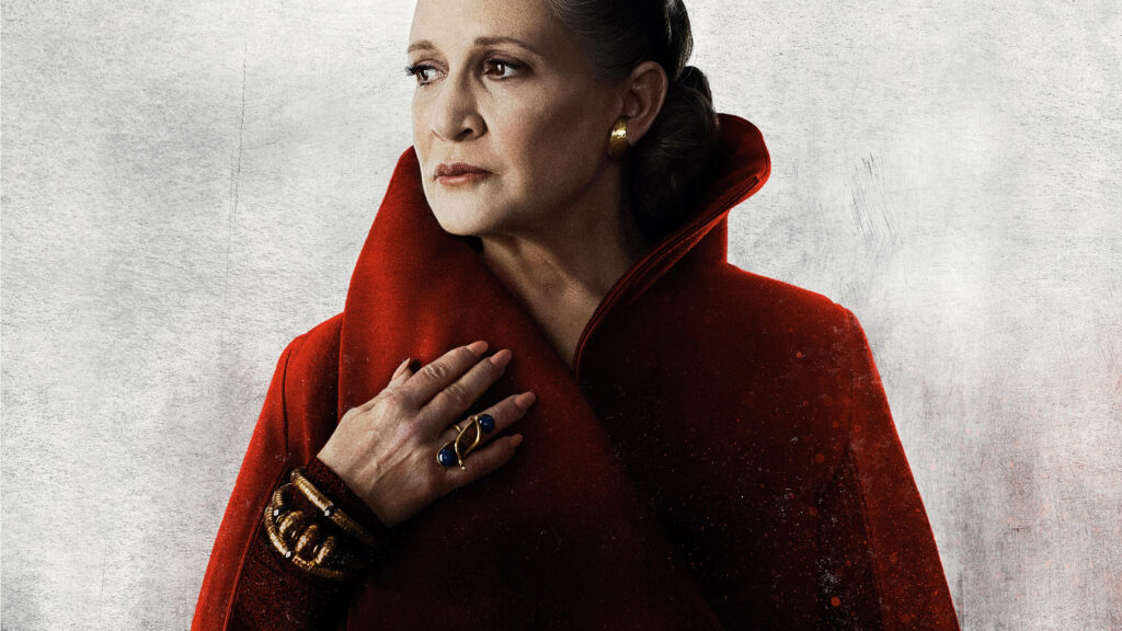 Regal Princess Leia Wallpaper: Iconic Star Wars Art in Red