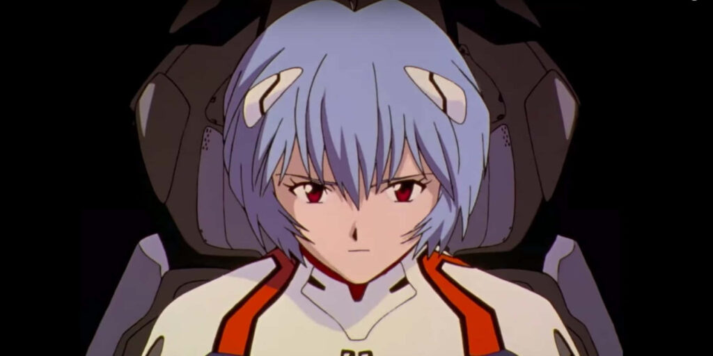 Close-up of Rei Ayanami in Eva cockpit showing calm determination Neon Genesis Evangelion wallpaper