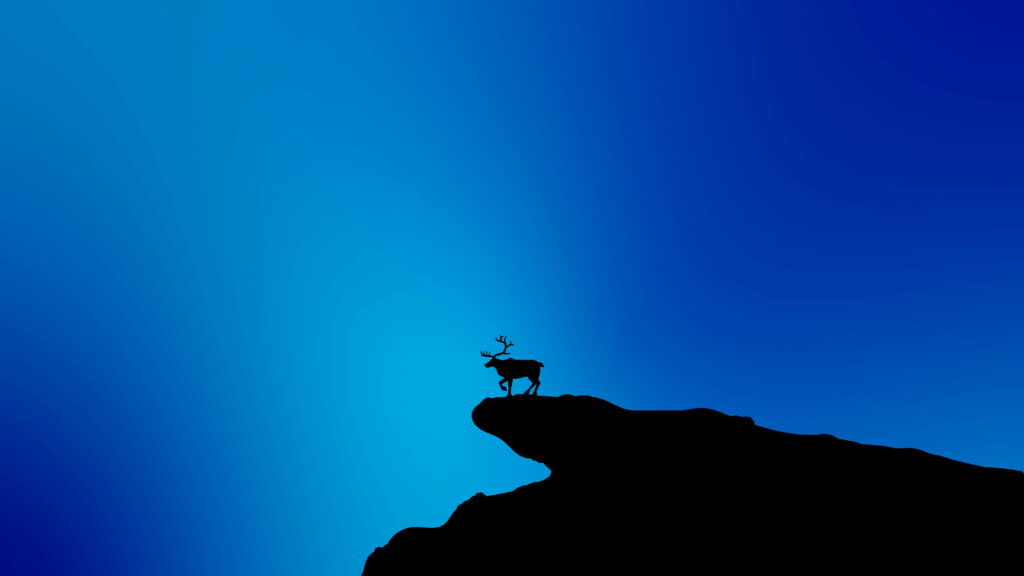 Blue Reindeer: A Minimalist Digital Art Masterpiece in 5K Wallpaper