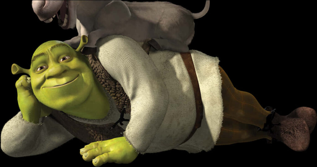 Cheerful Shrek & Playful Donkey Wallpaper – Relaxed & Happy Vibes