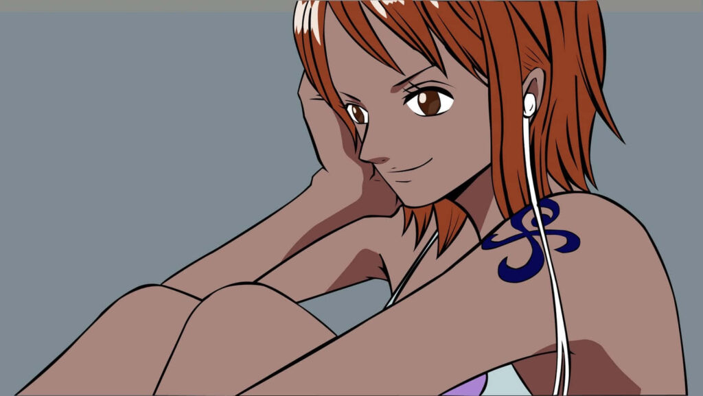 Nami Relaxing with Music - One Piece Minimalist Wallpaper