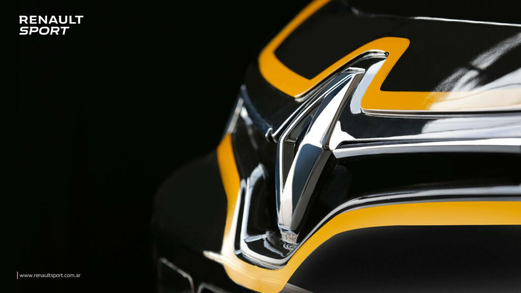 Renault R.S. Wallpaper: Bold Logo on Black & Yellow Background