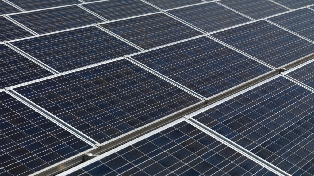 Close-Up of Solar Panel Array: Renewable Energy Background Wallpaper