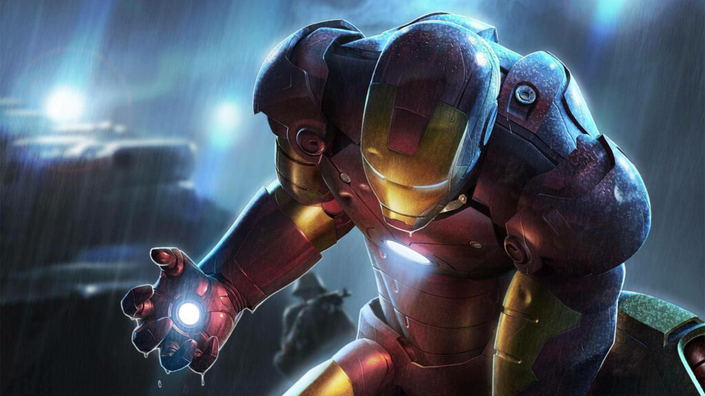 Powerful Redemption: Iron Man Embracing Inner Light while Pleading for Justice - Captivating HD Superhero Background Wallpaper