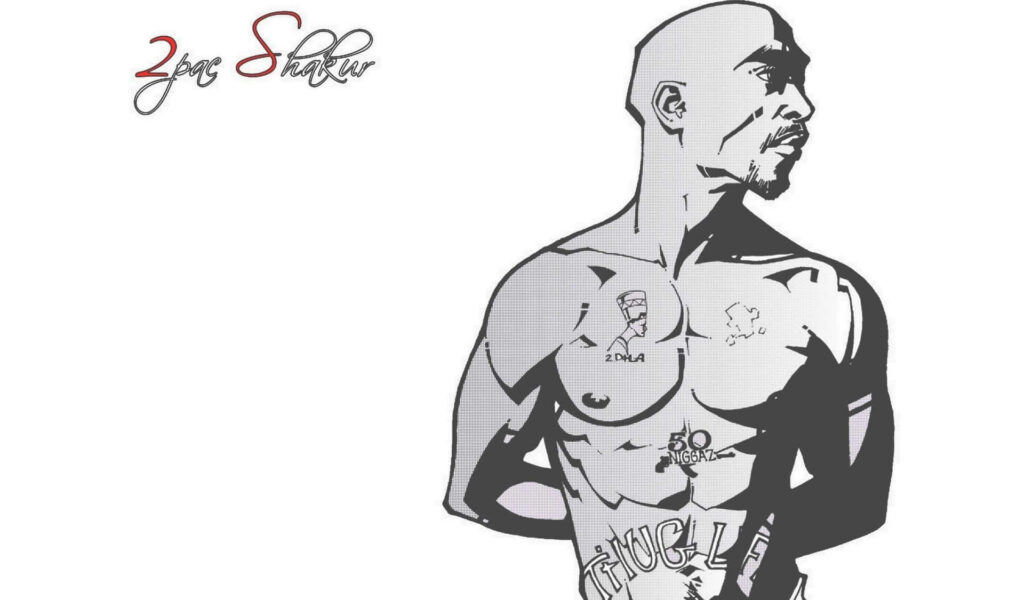 A Masterpiece Tribute: 2pac Reigns Supreme in Captivating Sketch Art Wallpaper