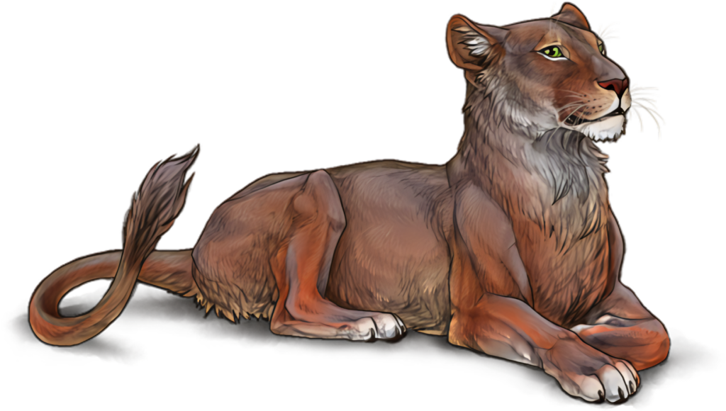 Resting Lioness Wallpaper: Serene Illustration on Transparent Background
