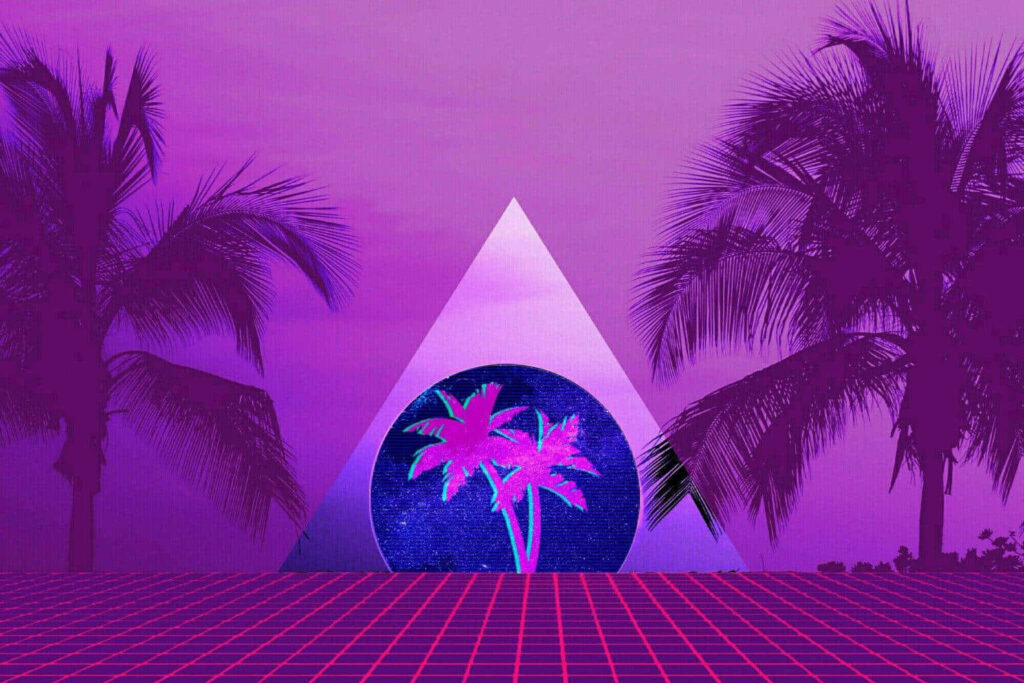Retro 1980s Wallpaper: Neon Palm Trees & Glowing Triangles