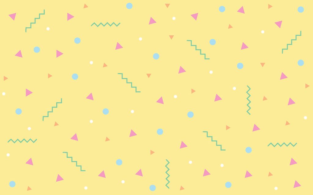 80s-inspired retro wallpaper with cream background and playful Memphis pattern of shapes