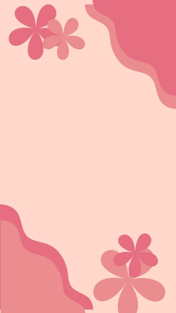 Retro Pink Floral Wallpaper with Wavy Borders - Vintage Elegance