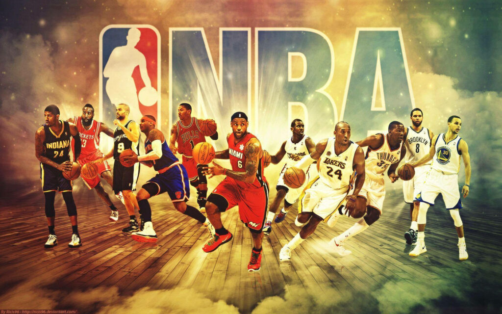 Vintage NBA Legends Wallpaper: All-Star Players In Retro Action