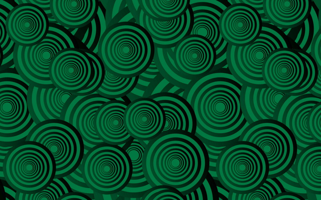 Retro Vibes: Dark Green Circles Texture on QHD Wallpaper Background