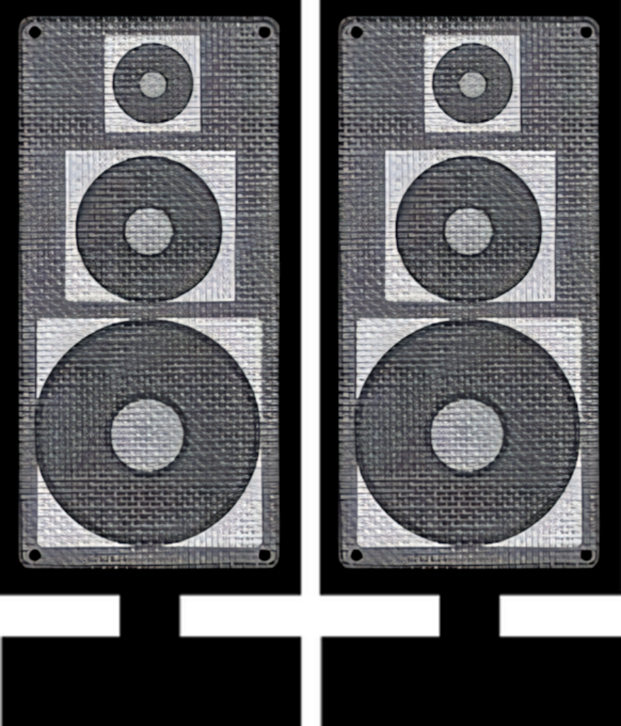 Retro Dual Speaker Wallpaper: Black & White Audio Aesthetic Background