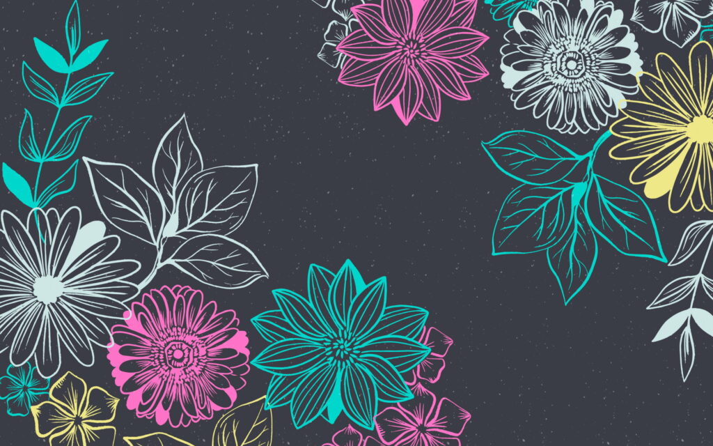 Vintage Floral Dreams: QHD Wallpaper with Gray Retro Flower Texture