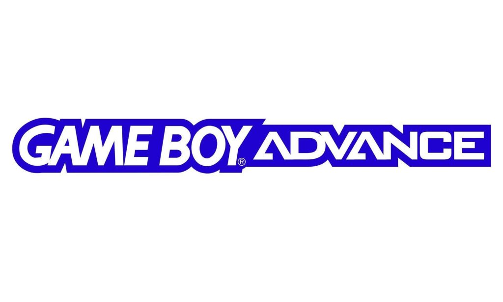 Game Boy Advance logo wallpaper retro gaming deep blue GBA icon on white background minimalist