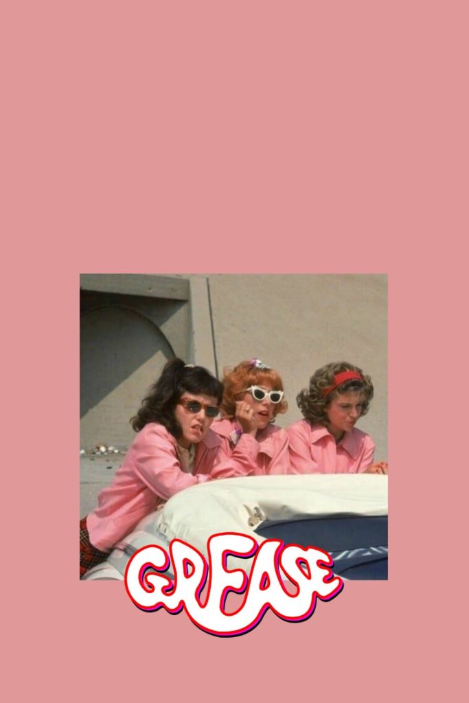 Retro 1978 Grease wallpaper Pink Ladies Rizzo Frenchy Marty vintage 50s movie jacket background