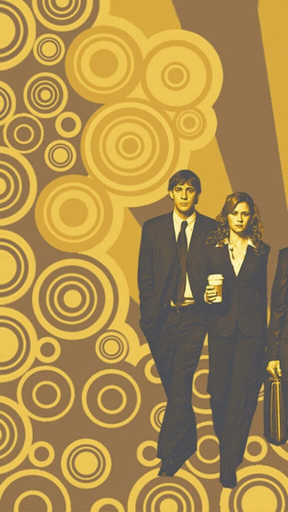Retro iPhone Wallpaper: Pam & Jim from The Office in Formal Attire