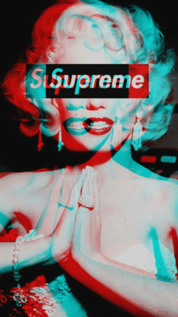 Retro Marilyn Monroe wallpaper with Supreme logo modern stylish classic icon background