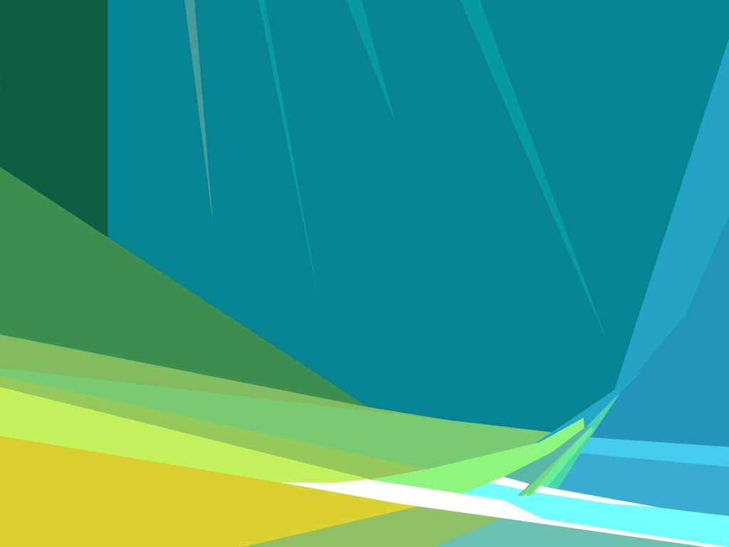 Retro-modern cartoon wallpaper with layered teal blue green yellow geometric shapes background