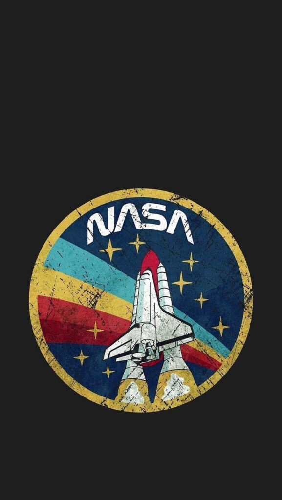 Retro NASA iPhone Wallpaper: Vintage Shuttle with Colorful Stripes