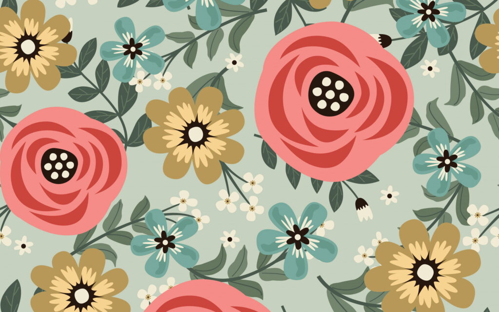 Vintage Blossoms: A Quaint and Nostalgic Floral Tapestry Wallpaper