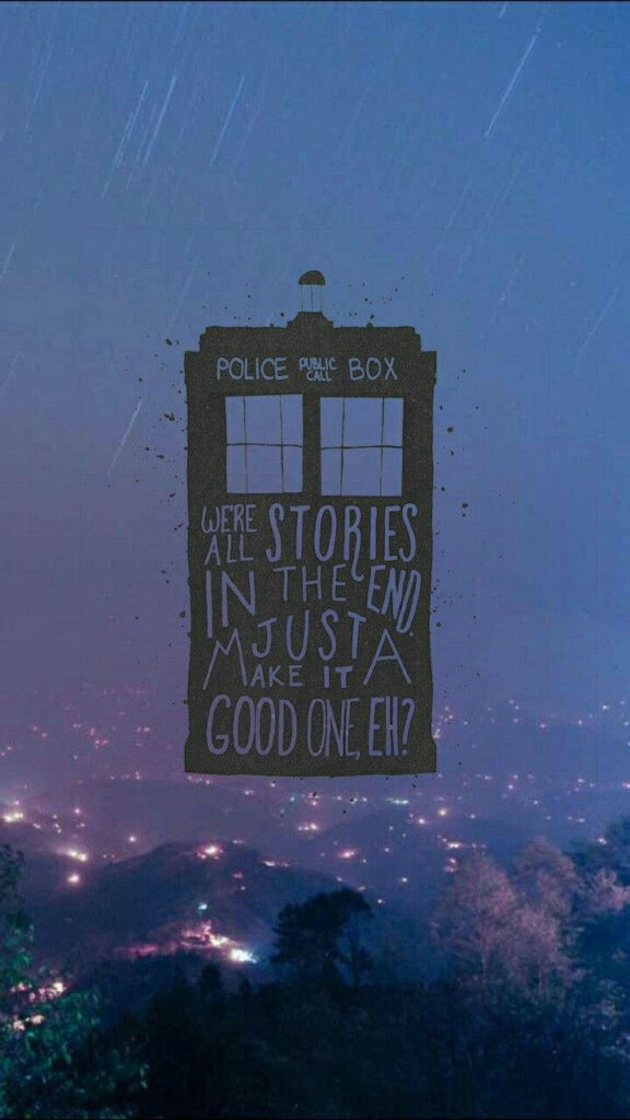 Retro TARDIS Wallpaper: Starry Night & Inspiring Time Travel Quote